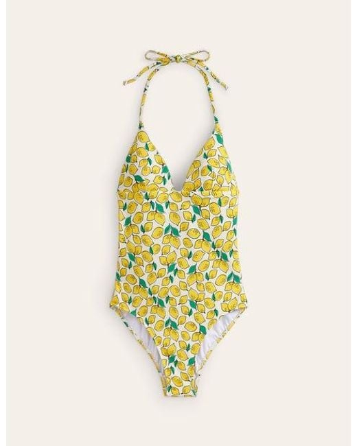 Boden Metallic Symi String Swimsuit Ivory, Lemons