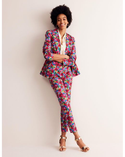 Boden Red Highgate Cotton Sateen Pants Multi, Wild Poppy
