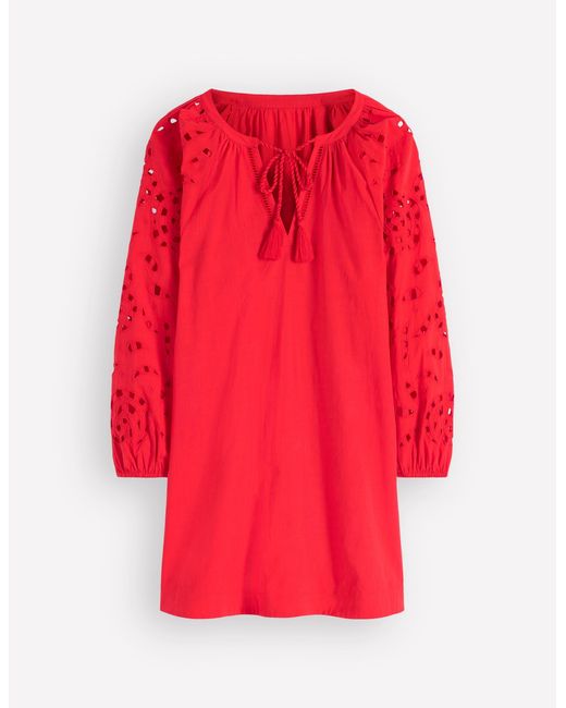 Boden Green Embroidered Sleeve Kaftan Dress