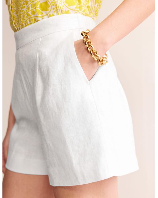 Boden White Hampstead Linen Shorts