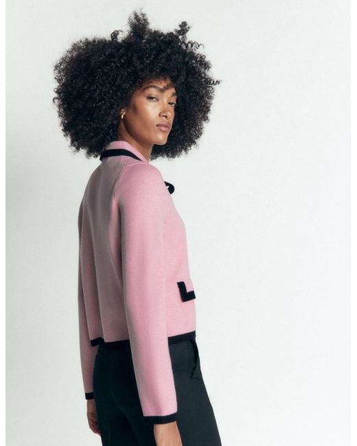 Boden Pink Elizabeth Bow Knitted Jacket
