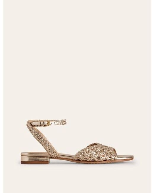 Boden Natural Woven Leather Flat Sandals
