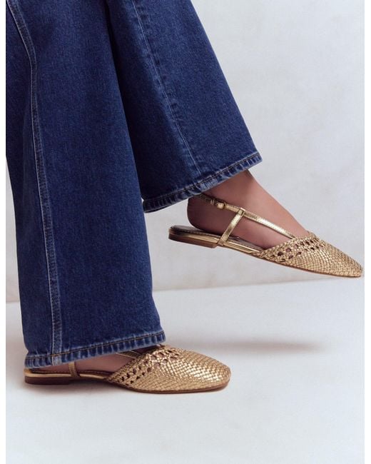 Boden Natural Woven Slingback Flats