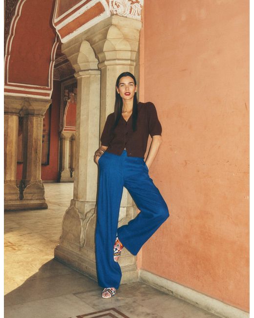Boden Blue Mayfair Linen Trousers