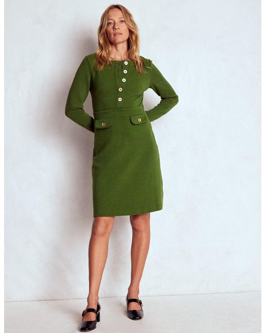 Boden Green Lavinia Button Shift Dress