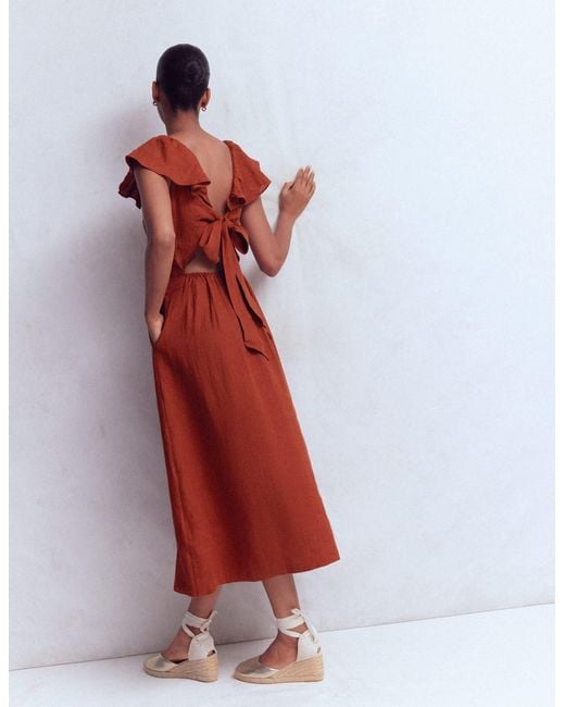 Boden Green Mega Ruffle Linen Dress