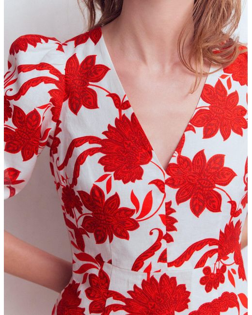 Boden Red Marla Linen Blend Short Dress