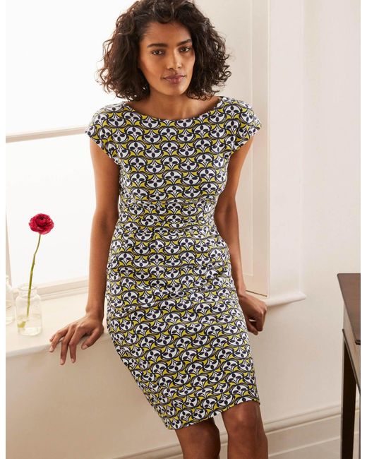 Boden Cotton Florrie Jersey Dress Olive Oil in Yellow | Lyst UK