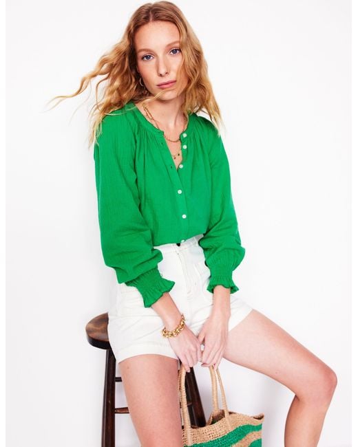 Boden Green Evie Double Cloth Top