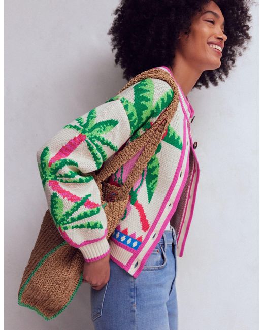 Boden Green Abi Jacquard Cardigan