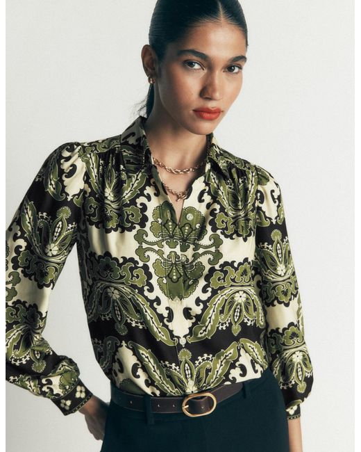Boden Green Long Sleeve Printed Shirt