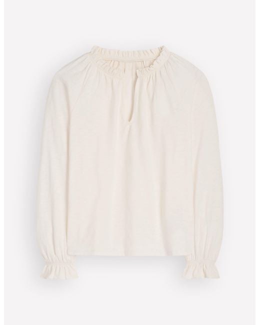 Boden Blue Pia Ruffle Detail Top