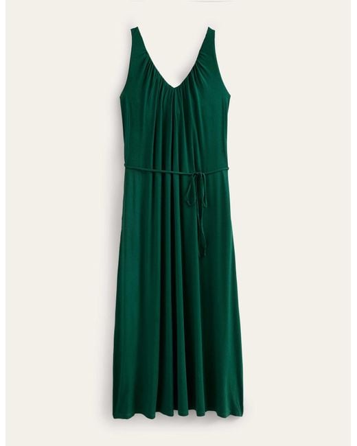 Boden Gathered V-neck Maxi Dress in Green | Lyst