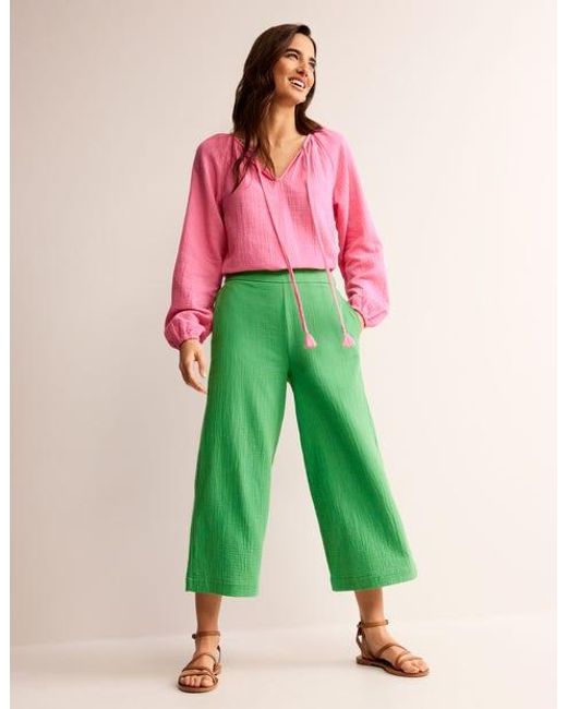 Pantalon évasé double-étoffe Boden en coloris Green