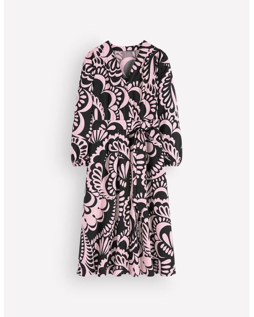 Boden Black Nicola Cotton Midi Dress