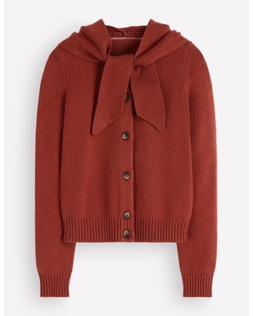 Boden Red Lydia Tie Neck Knit Cardigan