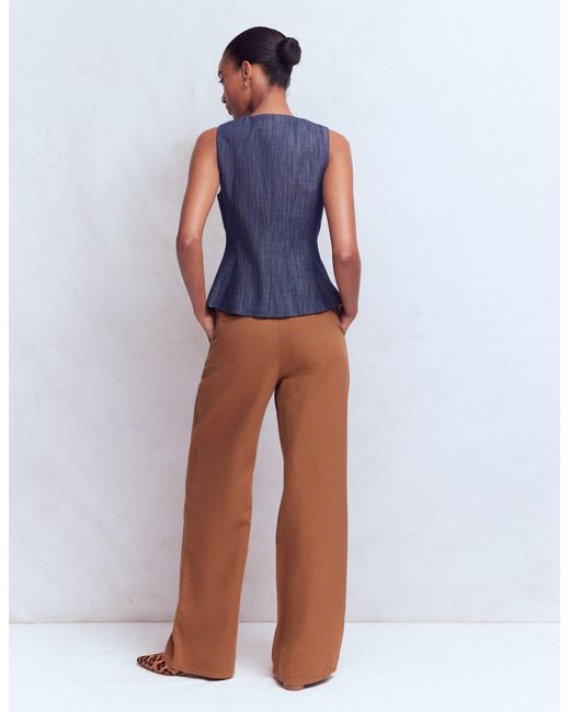 Boden White Mayfair Pleat Detail Trousers