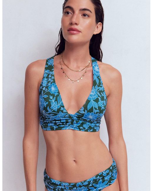 Boden Blue Mykonos Deep V Bikini Top