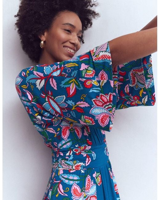 Boden Blue Imelda Kimono Jersey Dress- Botanical Trail