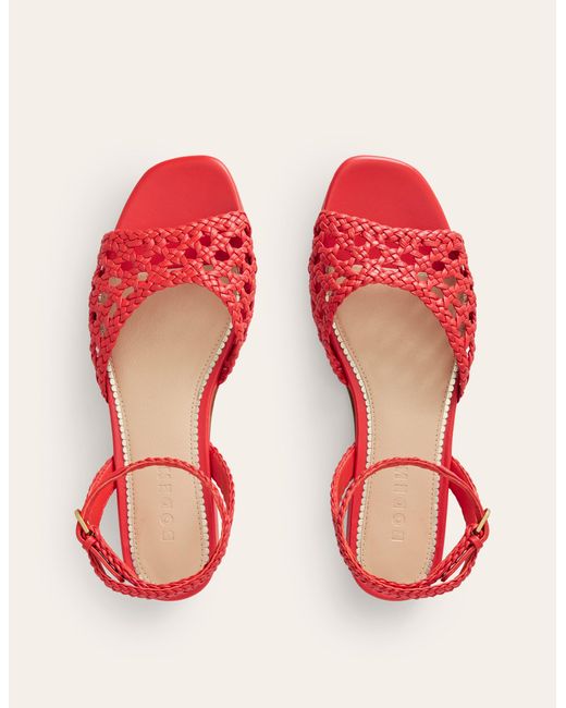 Boden Red Woven Flat Sandals
