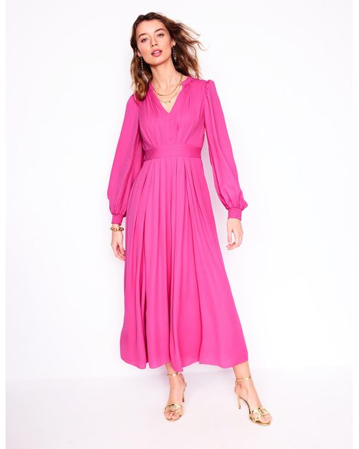 Boden Pink Pleat Detail Blouson Dress