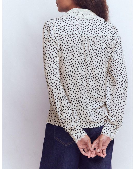 Boden Gray Lace Collar Blouse