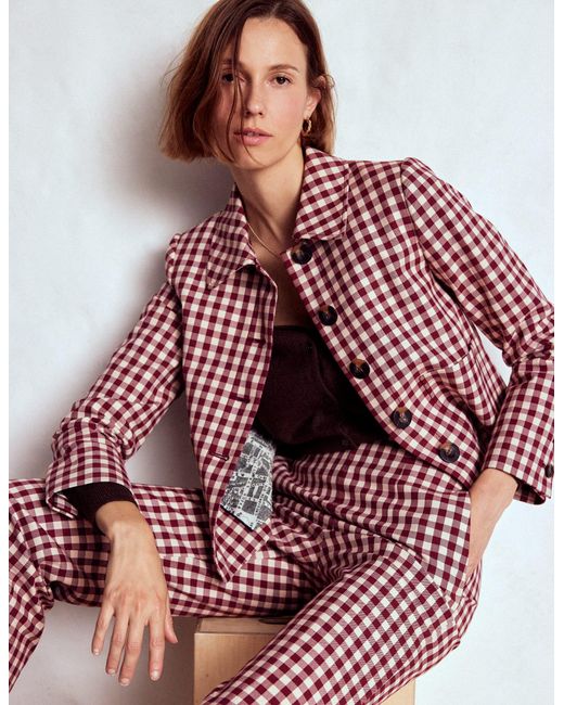 Boden Red Knightsbridge Gingham Jacket