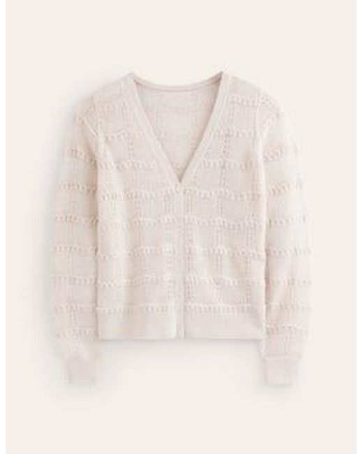 Boden Natural Fluffy Pointelle Cardigan