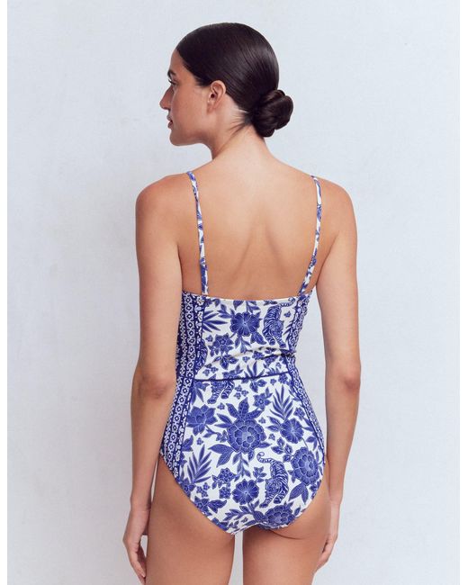 Boden Blue Panel Underwire Swimsuit