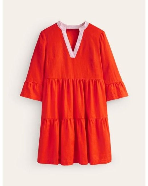Boden Red Sophia Linen Short Dress