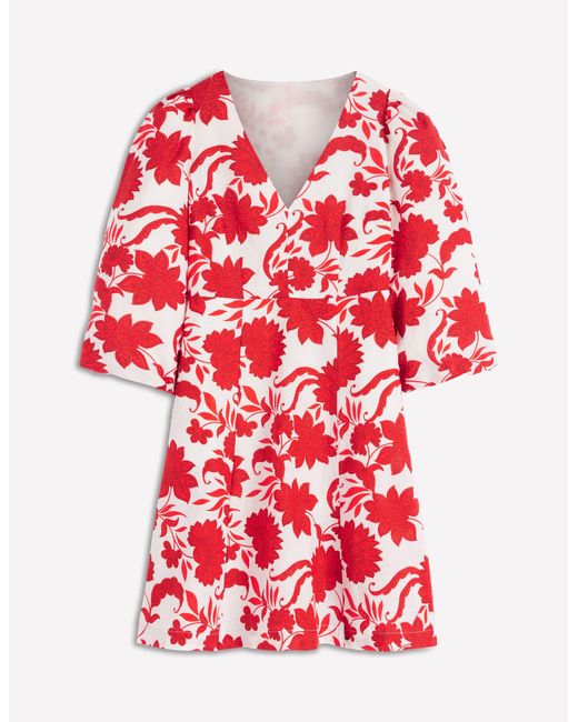 Boden Red Marla Linen Blend Short Dress