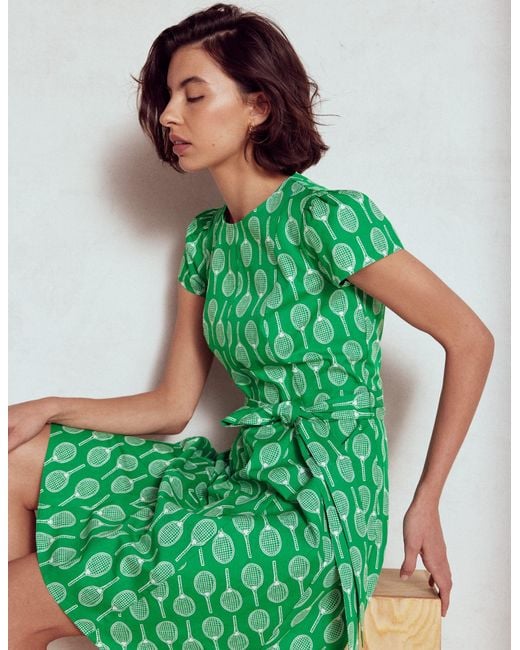 Boden Green Imo Cotton Godet Short Dress
