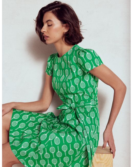 Boden Green Imo Kurzes Baumwollkleid-Smaragdgrün, Tennis