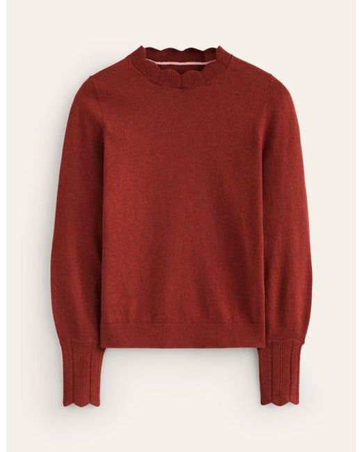 Boden Brown Imi Scallop Trim Jumper