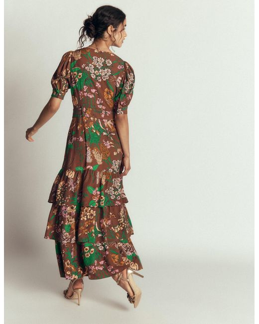 Boden Brown V Neck Layered Dress
