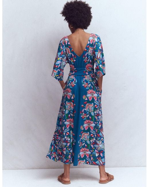Boden Blue Imelda Kimono Jersey Dress- Botanical Trail