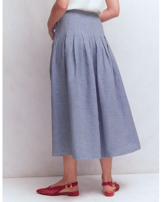 Boden Blue Valentina Linen Skirt