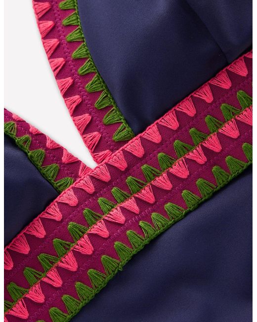 Boden Blue Porto V-neck Swimsuit Mandarin Red, Botanical Sprig