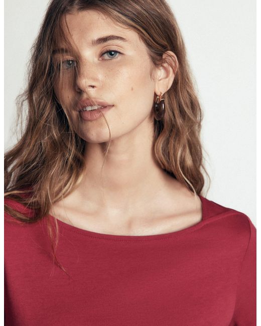Boden Red Square Neck Long Sleeve