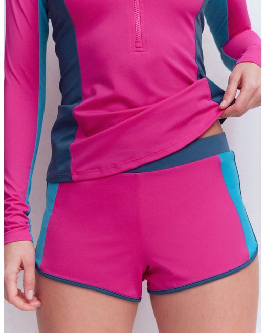 Boden Pink Rash Guard Swim Shorts