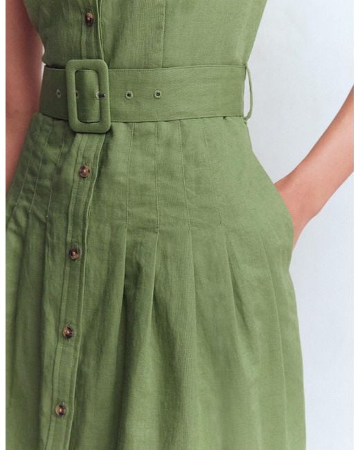 Boden Green Arabella Short Linen Dress