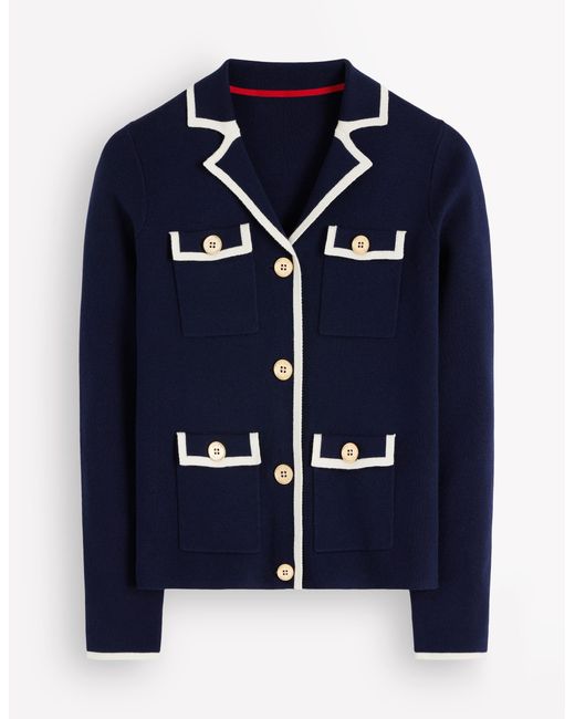 Boden Blue Phoebe Collared Knitted Jacket