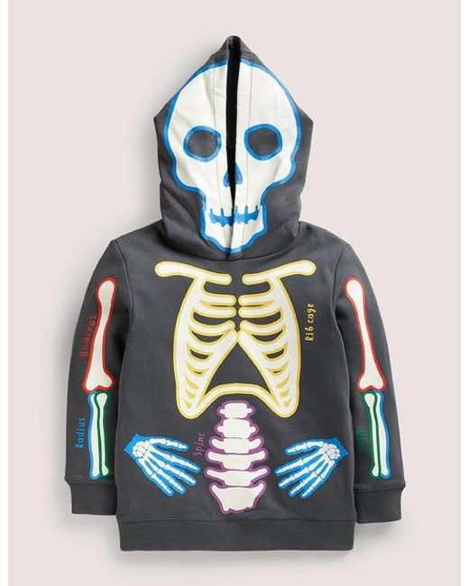 Boden Blue Halloween Glow Skeleton Hoodie Baby