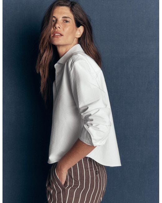 Boden White Sienna Cropped Cotton Shirt