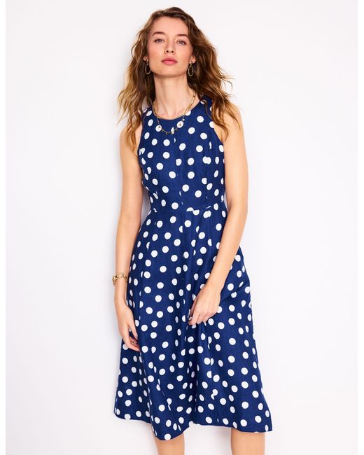 Boden Women's Blue Carla Linen Midi Dress - www.rajagirimanappuram.com