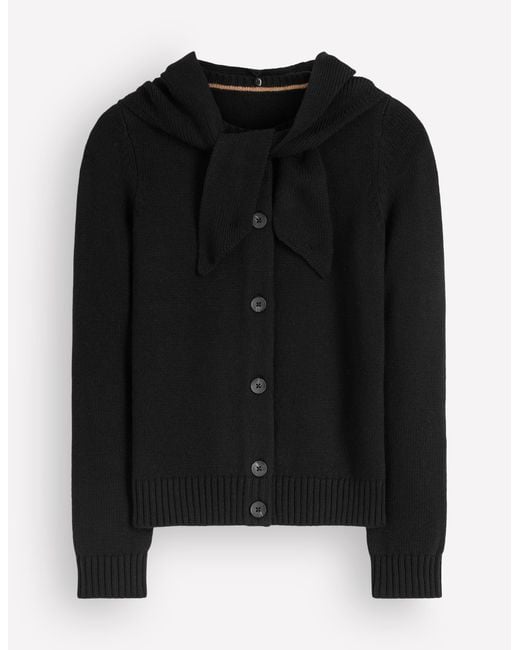 Boden Black Lydia Tie Neck Knit Cardigan