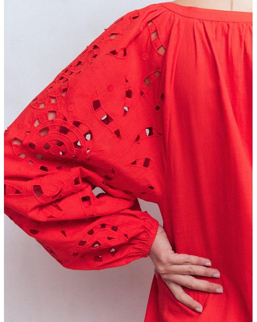 Boden Green Embroidered Sleeve Kaftan Dress
