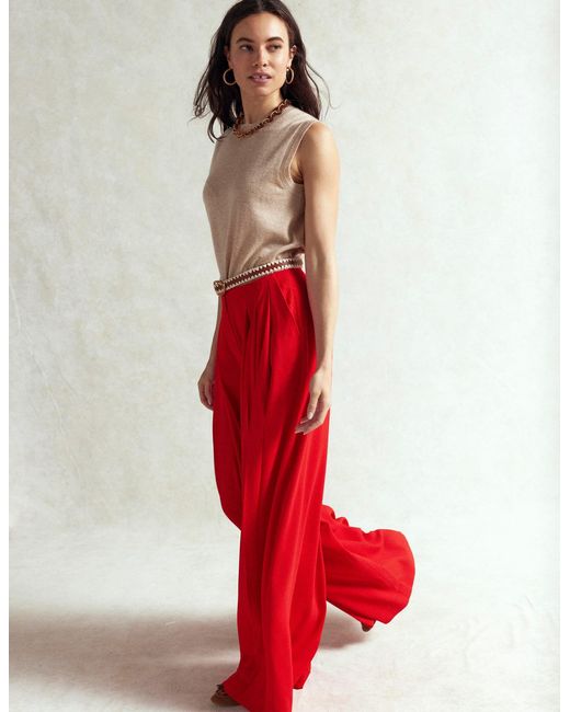 Boden Red Regent Wide Leg Pants