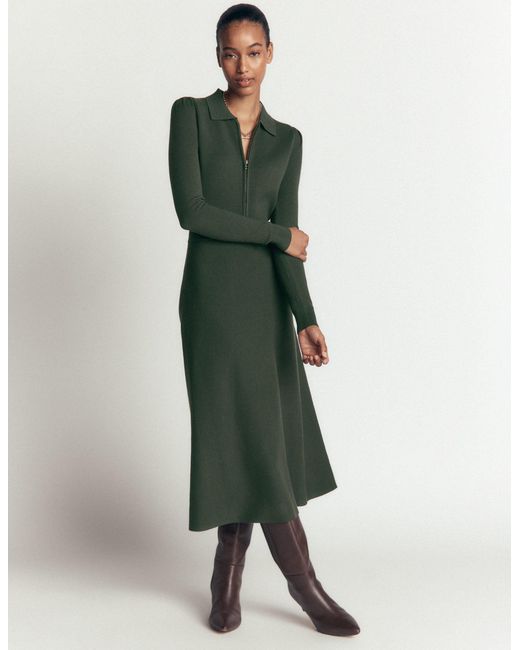 Boden Green Fiona Zip Front Knitted Dress
