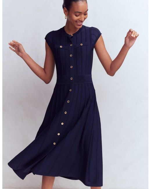 Boden Blue Cap Sleeve Knitted Dress